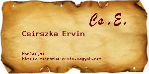 Csirszka Ervin névjegykártya